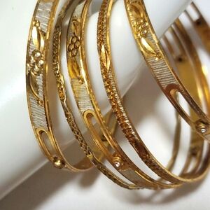 Elegant Gold and Silver Bangle Set of 5 NWOT